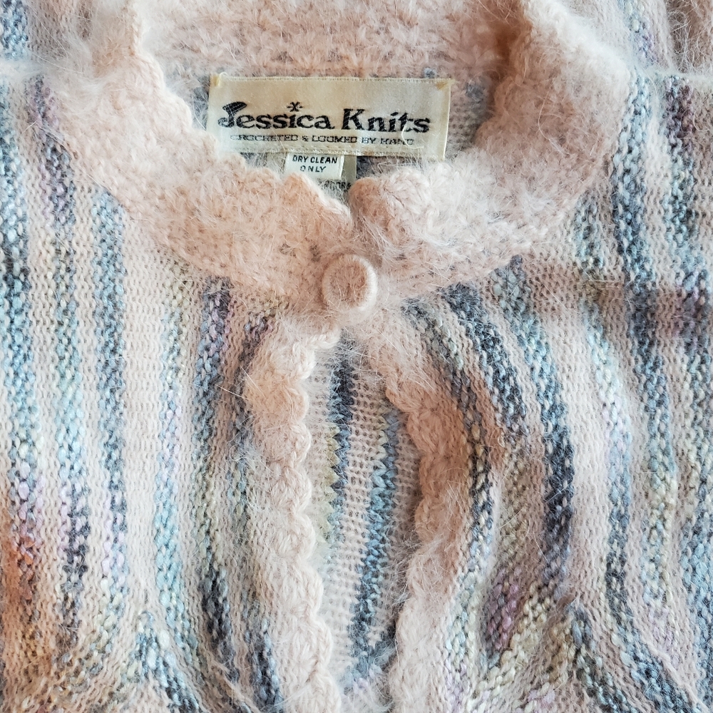 Vintage Jessica Knits hand loomed and crocheted angora Sweater and Skirt, Size S - Picture 8 of 8